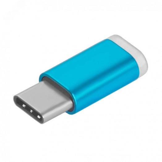 Переходник USB Type C М на Micro USB 2.0 F, голубой