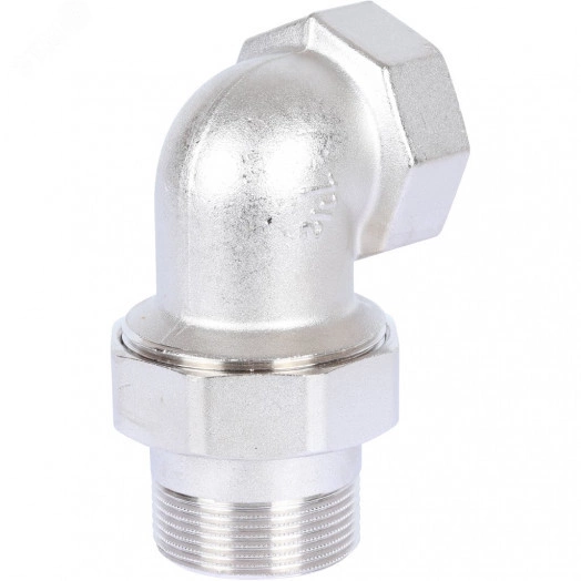 Соединение разъемное угловое 'американка' ВН, уплотнение под гайкой o-ring кольцо, никелированное 1'1/4