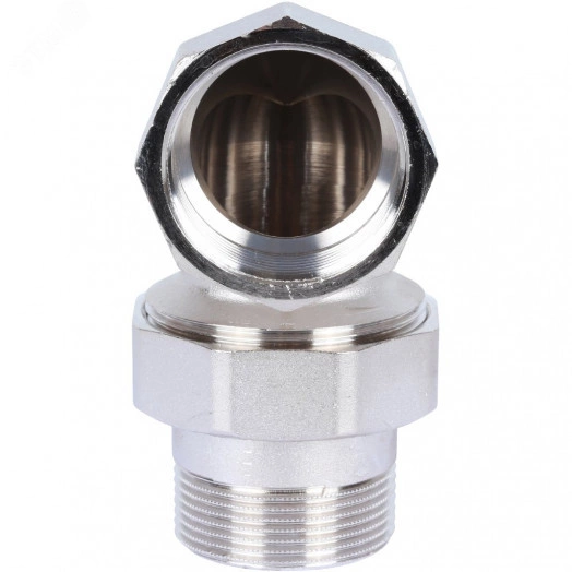 Соединение разъемное угловое 'американка' ВН, уплотнение под гайкой o-ring кольцо, никелированное 1'1/4