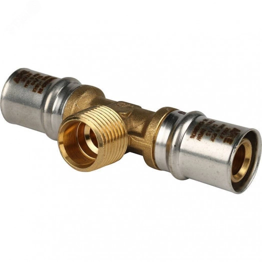 Тройник-переходник с наружной резьбой 20х1/2'х20 для металлопластиковых труб прессовой