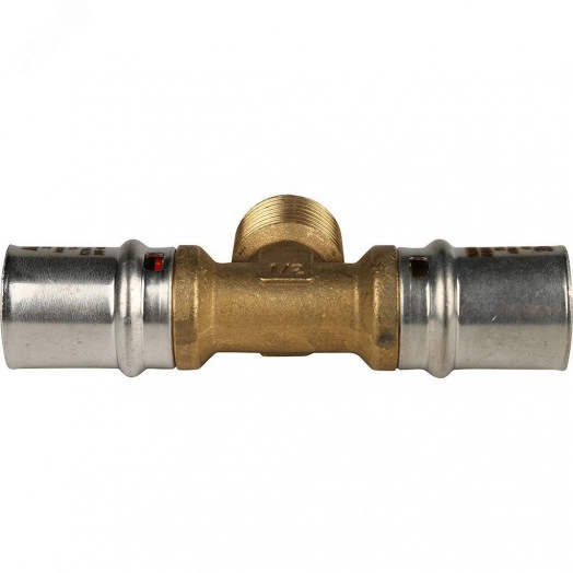 Тройник-переходник с наружной резьбой 20х1/2'х20 для металлопластиковых труб прессовой