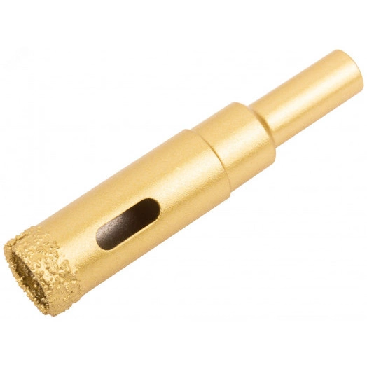 Коронка кольцевая по керамограниту, камню, кафелю и стеклу алмазная, вакуумное спекание 14х65 мм