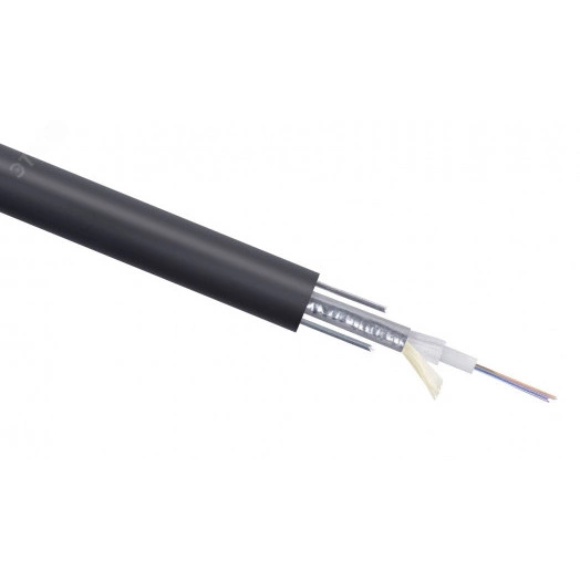 Кабель волоконно-оптический 9/125 одномодовый, 4 волокна, loose tube, бронированный стальной лентой и стальными проволоками, для внешней прокладки (-40C ~ +70), PE, черный