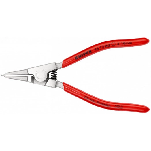 Щипцы для внешних стопорных колец прямые губки посадочный размер 3-10мм диаметр наконечников 09мм L=140мм Cr-V хромированные обливные рукоятки