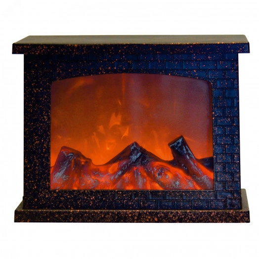 Фонарь светодиодный Камин на батарейках 3АА (не в/к) ULD-L2821-005/DNB/RED BROWN FIREPLACE 28х21см 5 светодиодов Эффект пламени Корпус коричневый