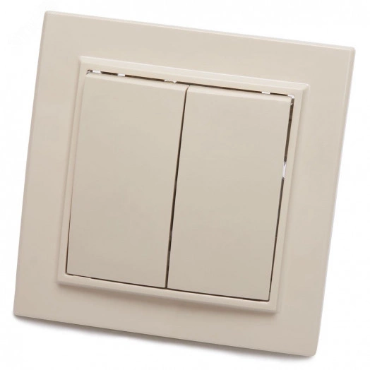Выключатель двухклавишный, 250В, 10А, серия Эрна, слоновая кость Stekker