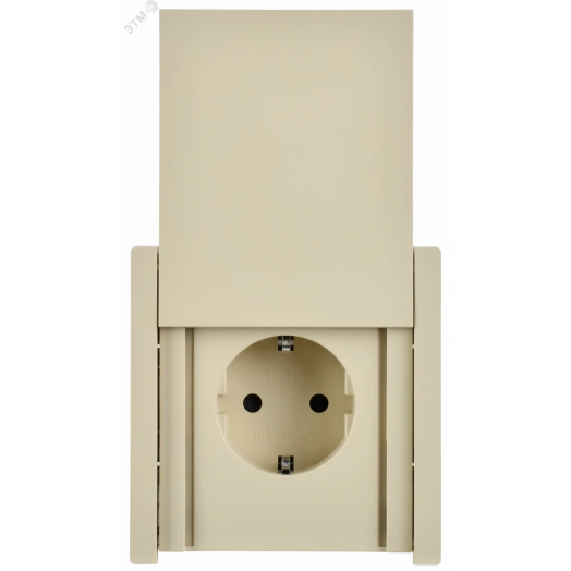 FORTE&PIANO Розетка 1-местная с заземлением с защитными шторками и крышкой винтовое крепление 16А IP44 FP421 ваниль IEK