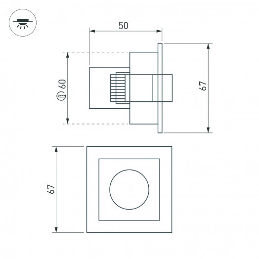 Светильник MS-ORIENT-BUILT-TURN-TC-S67x67-3W Warm3000 (WH-BK, 30 deg, 230V) (ARL, IP20 Металл, 5 лет)