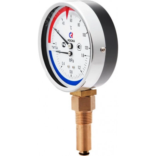 Термоманометр радиальный ТМТБ-41Р.2, 0...120С, 0...0,6 МРа 1/2' кл.2.5