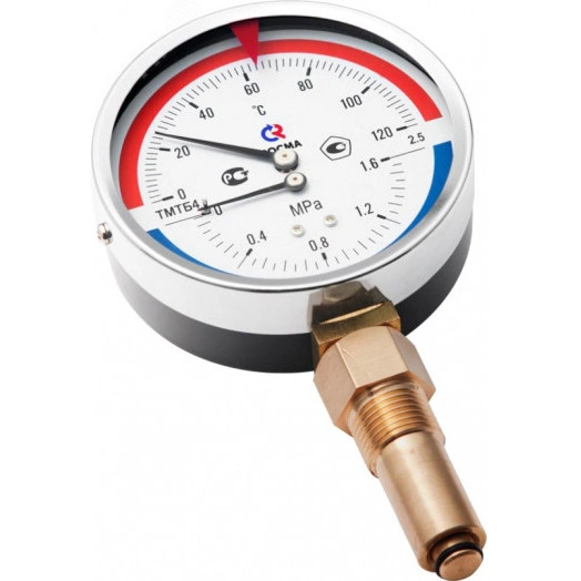 Термоманометр радиальный ТМТБ-41Р.2, 0...120С, 0...0,6 МРа 1/2' кл.2.5