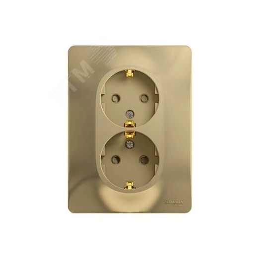 GLOSSA Розетка двойная с заземлением со шторками в сборе титан