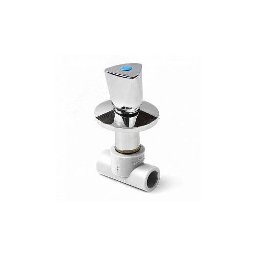 Клапан (вентиль) 32 мм полипропиленовый трилистни с хромированной рукояткой Белый
