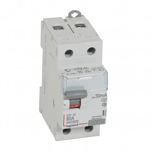 Выключатель дифференциального тока (УЗО) DX3 2П 80А 30мА-А