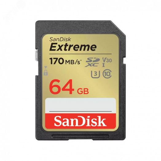 Карта памяти 64GB SD Extreme UHS I, SDXC, 170 МБ/с, Class 10