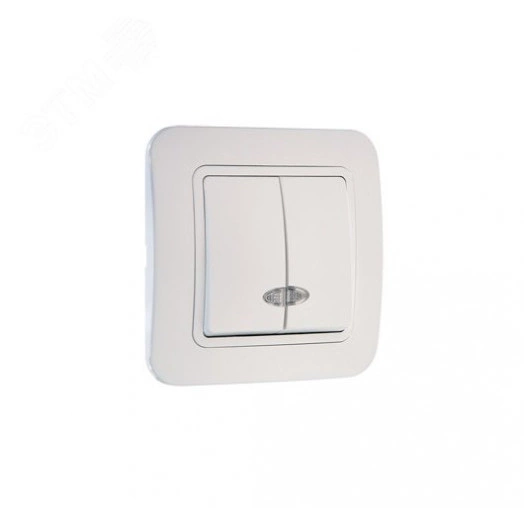 Lillium Выключатель двухклавишный с подсветкой белый