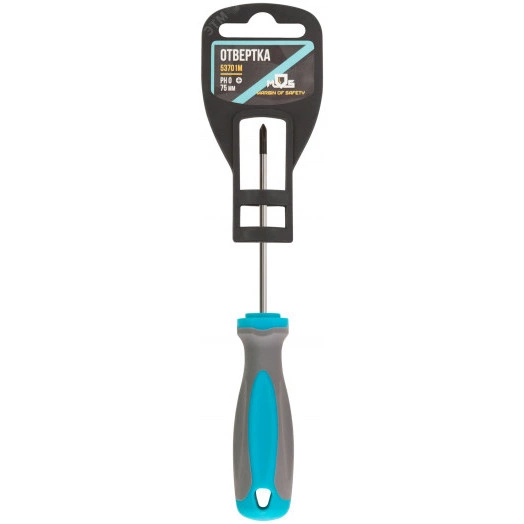 Отвертка, CrV сталь, прорезиненная ручка PH0 x 75 мм