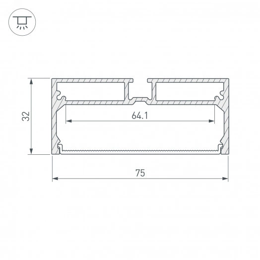 Профиль с экраном SL-LINE-7532-2000 ANOD (ARL, Алюминий)