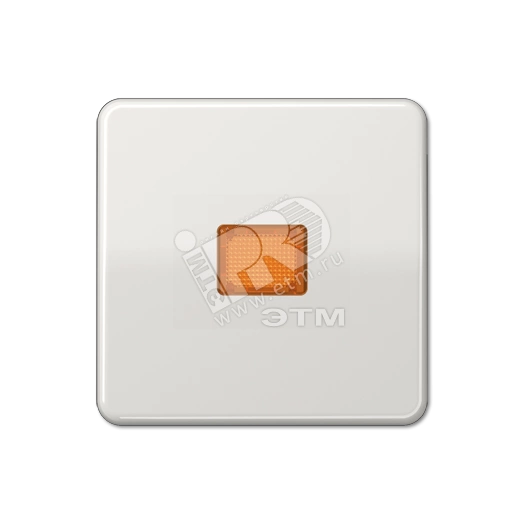 Клавиша с оранжевым окошком для выключателя с подсветкой  светло-серая