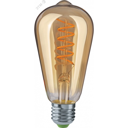 Лампа светодиодная LED 4вт E27 теплый ST64 ретро SPIRAL FILAMENT