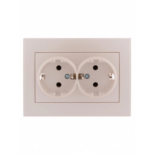 Розетка RAIN двойная с заземлением керамика жемчужно-белый перламутр