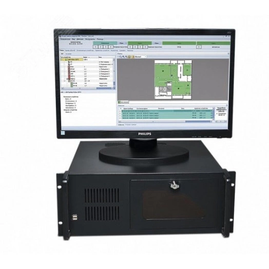 Центральный прибор индикации и управления для     системы RS-485 или R3-Link. Состав:блок системный,монитор размер 21,5 дюйм, пульт индикации         и управления, блок АВР. Ключ HASP Pro для ПО      FireSec в комплекте.