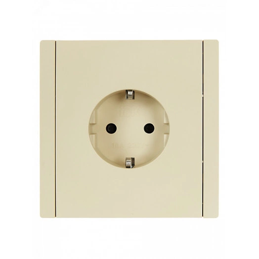 FORTE&PIANO Розетка 1-местная с заземлением с защитными шторками безвинтовое крепление 16А FP413 ваниль IEK