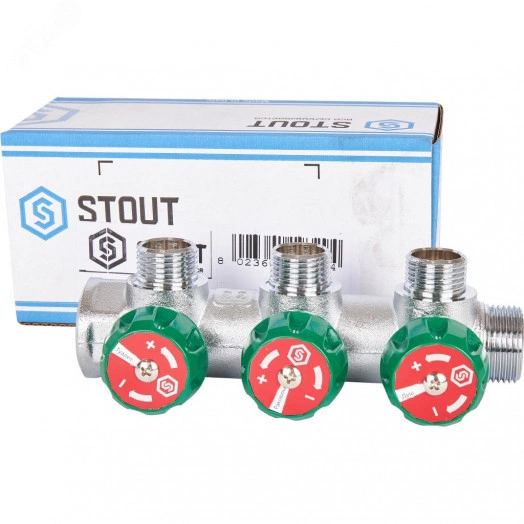 Коллектор распределительный 3/4' х 3 выхода 1/2'