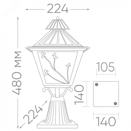 Светильник НТУ-60w на постамент Е27 IP44 черное золото