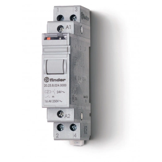 Реле шаговое модульное электромеханическое, 1NC+1NO 16А, 2 состояния, контакты AgSnO2, питание 24В DC, ширина 17.5мм, степень защиты IP20