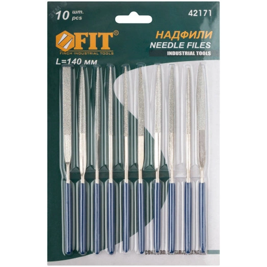 Надфили алмазные, ПВХ ручка, 3х140х50 мм, 10 шт