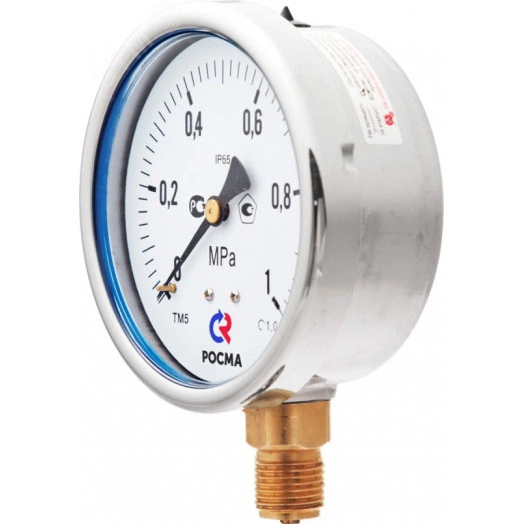 Мановакуумметр виброустойчивый радиальный ТМВ-520Р.00 -0.1-0.5 МРа G1/2 150 гр. кл.1,0, готовый к гидрозаполнению