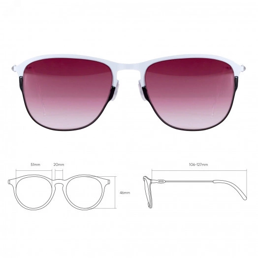 Очки черно-белые солнцезащитные из титана с красными линзами