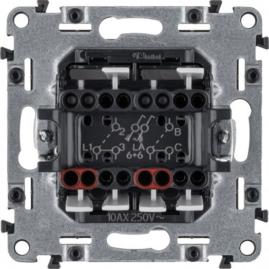 Valena LIFE Переключатель двухклавишный 10А 250В с лицевой панелью Безвинтовые зажимы Алюминий