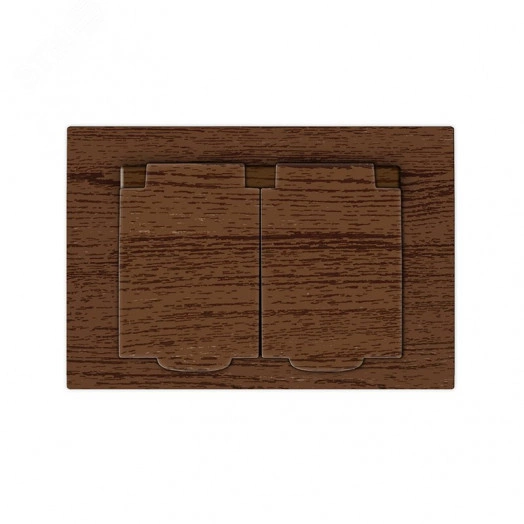 Розетка двухместная с крышкой серия Афина с/з, с/у, 16А, 220В, венге (еврослот)