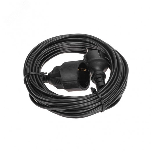 Удлинитель-шнур ПВС 3х0,75 мм2, 10 м, с/з, 6 А, 1300 Вт, IP20, черный