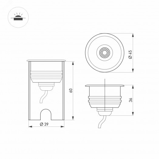 Светильник KT-AQUA-R45-3W White6000 (SL, 45 deg, 12V) (ARL, Герметичный)