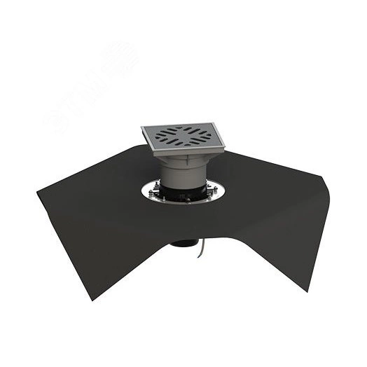 трап вертикальный дворовый регулируемый тп-616.110в-э с выходным диаметром 110 мм, с прижимным фланцем, чугунной решеткой, с битумно-полимерной прокладкой и обогревом