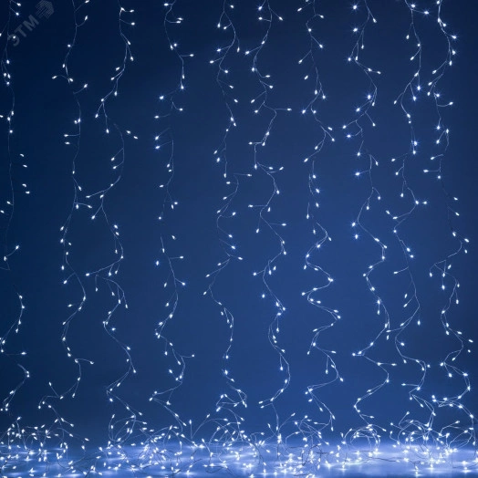 Гирлянда Занавес Роса-мишура, 3*2 м, 800 microLED, холодный свет, ПДУ, IP20 ENIZ-800H