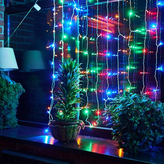 Занавес светодиодный 3х2м 160 светодиодов Разноцветный свет Провод прозрачный ULD-C3020-160/DTA MULTI IP20  TM Uniel
