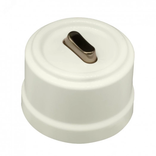 Выключатель Лизетта 1-кл. проходной, пластик, цвет Слоновая кость, Бронза (клавишный)