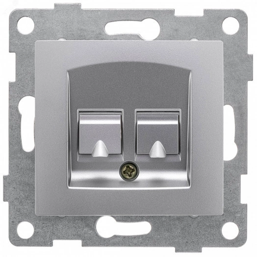 GUSI Ugra механизм розетки  телефонной RJ12, одинарной, скрытая установка.  Цвет серебро.