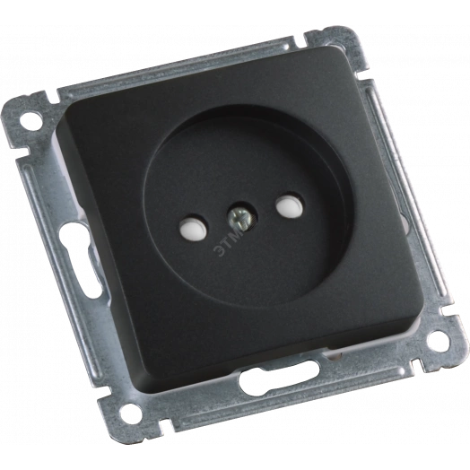 MASTER Розетка одноместная со шторками, скрытой установки, в рамку, черный