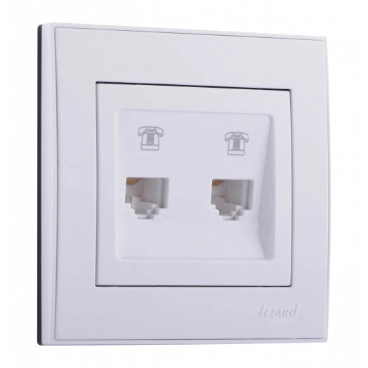 Розетка RAIN телефонная двойная евро белая