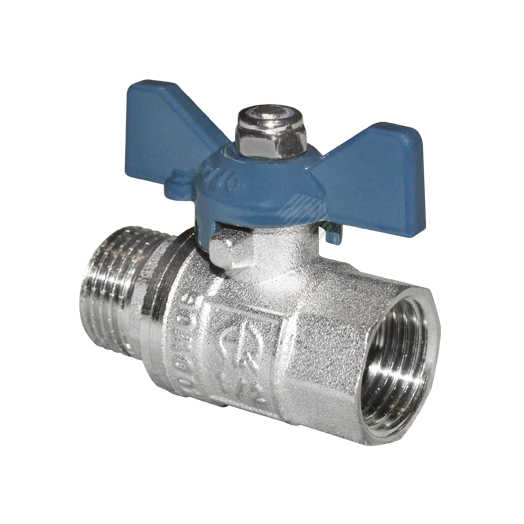 Кран шаровой ВН 3/4 бабочка никелированный