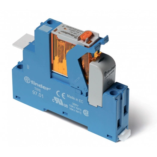 Модуль интерфейсный (сборка 46.61.8.110.0040 + 99.02.0.230.98 + 97.01SPA), электромеханическое реле, 1CO 16A, контакты AgNi, питание 110В AC, категория защиты IP20, винтовые клеммы, пластиковая клипса, LED + варистор, кнопка тест + мех.индикатор