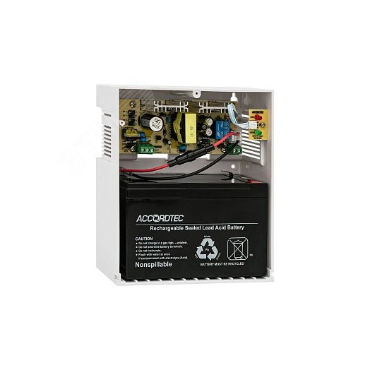 Источник вторичного электропитания в пластиковом корпусе под АКБ 7 Ач. Цвет корпуса - белый