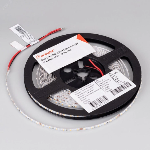 Лента LED MICROLED-M120-4mm 24V Warm3000 (9.6 W/m, IP20, 2216, 5m) (ARL, узкая)