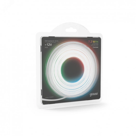 Лента светодиодная LED 5050/30-SMD 7,2 Вт/м 330 Лм/м RGB IP20 12 В DC 10 мм (блистер 5 м) Black Gauss