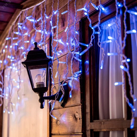 Бахрома светодиодная со статическим свечением 3м Соединяемая 200 светодиодов Синий свет Провод белый ULD-B3010-200/SWK BLUE IP67