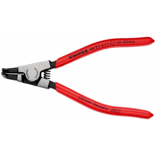 Щипцы для внешних стопорных колец губки под углом 90° посадочный размер 10 - 25 мм диаметр наконечников 13 мм L-125 мм Cr-V чёрные обливные рукоятки блистер